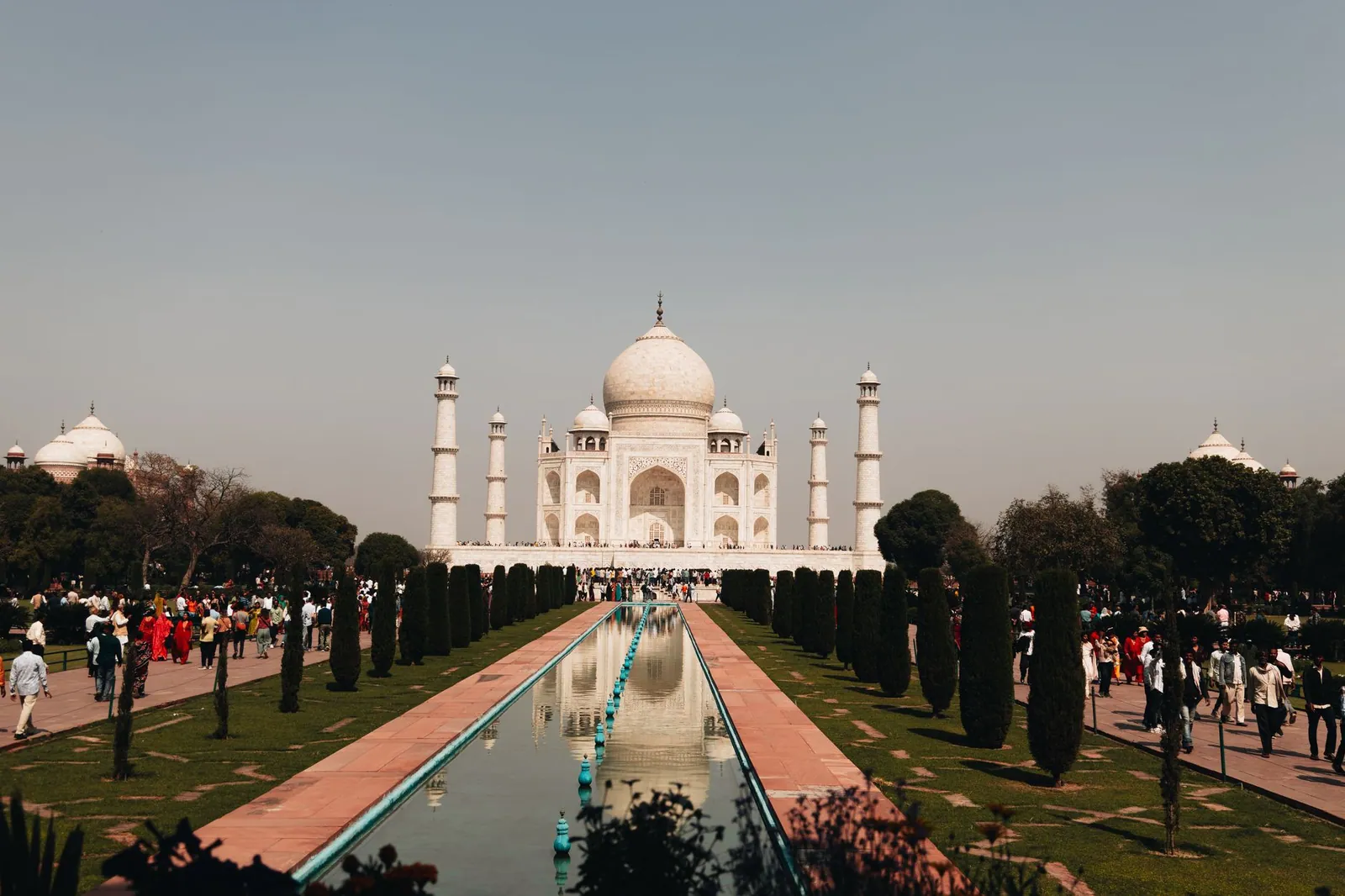 The Taj Mahal and its reflection in Agra, India